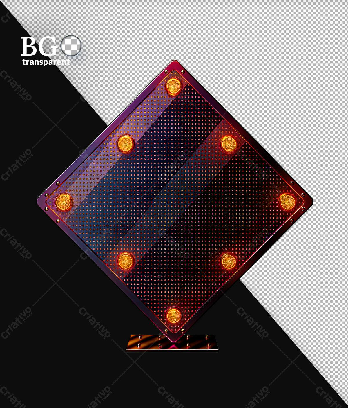 Placa Metálica com Luzes PSD Editável