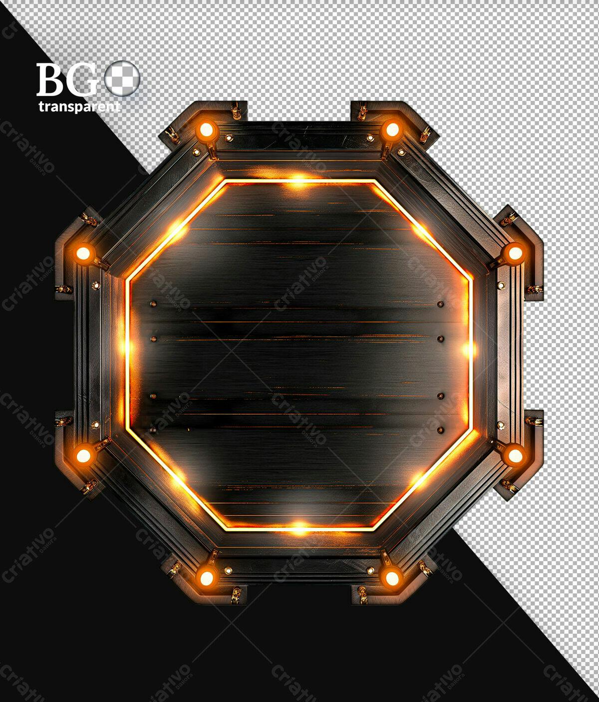 Moldura Octagonal em Madeira e Metal PSD Editável