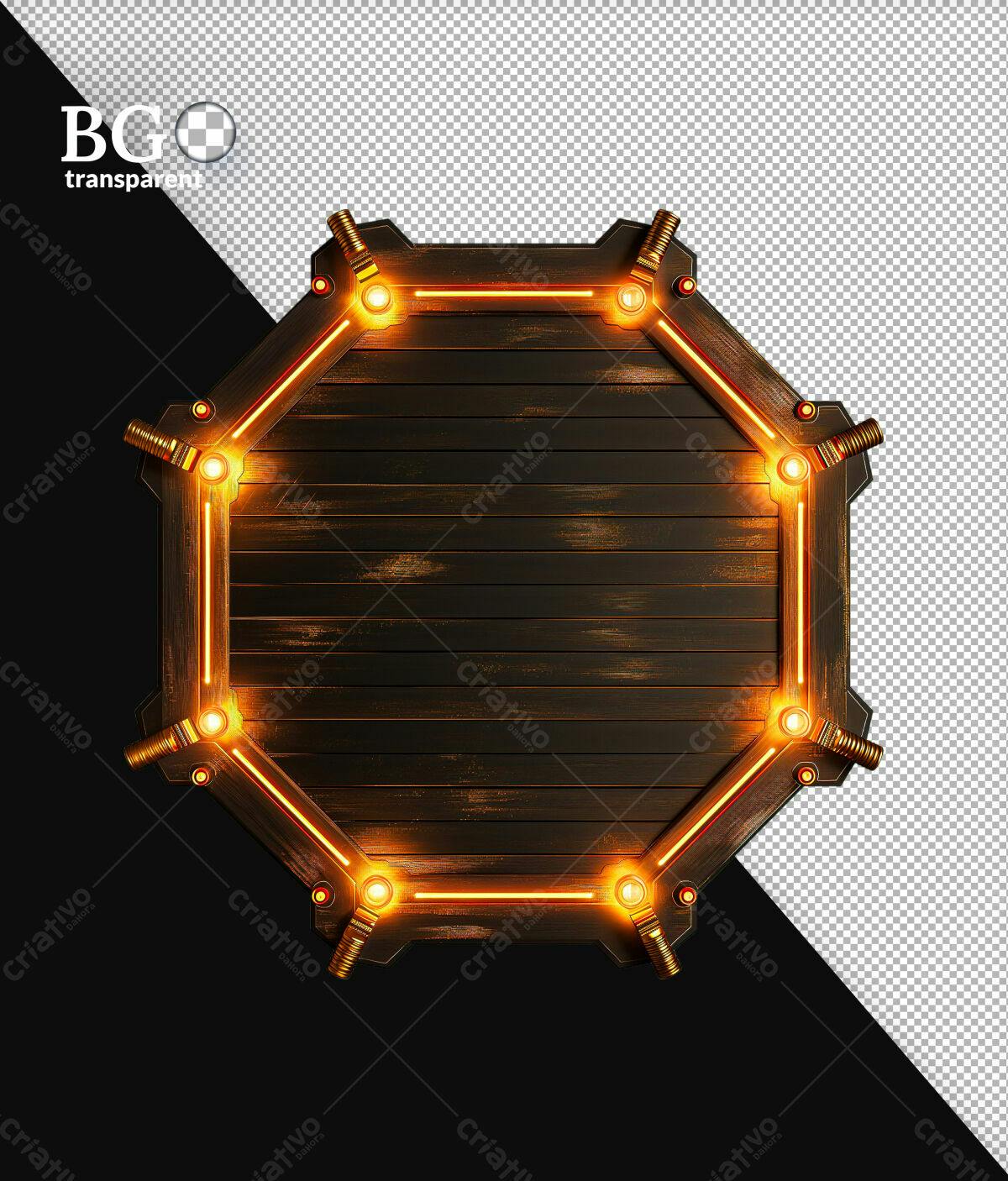 Moldura de Madeira com Luzes PSD Editável
