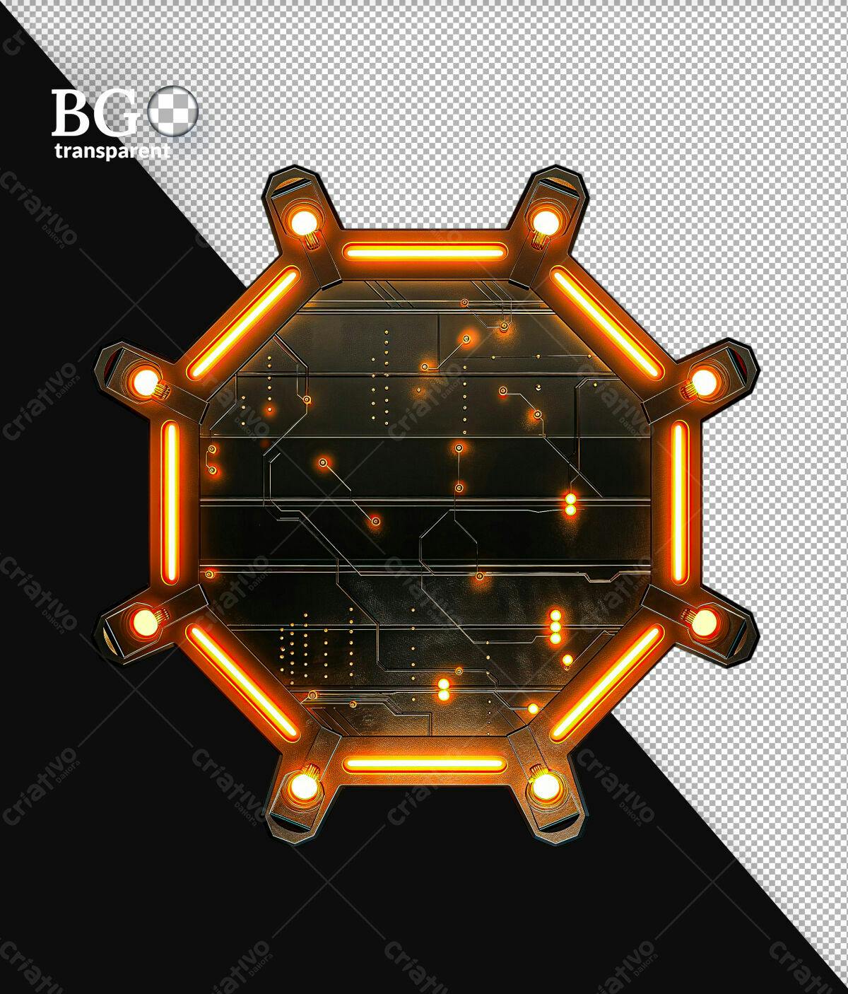 Moldura Octagonal Cyberpunk PSD Editável