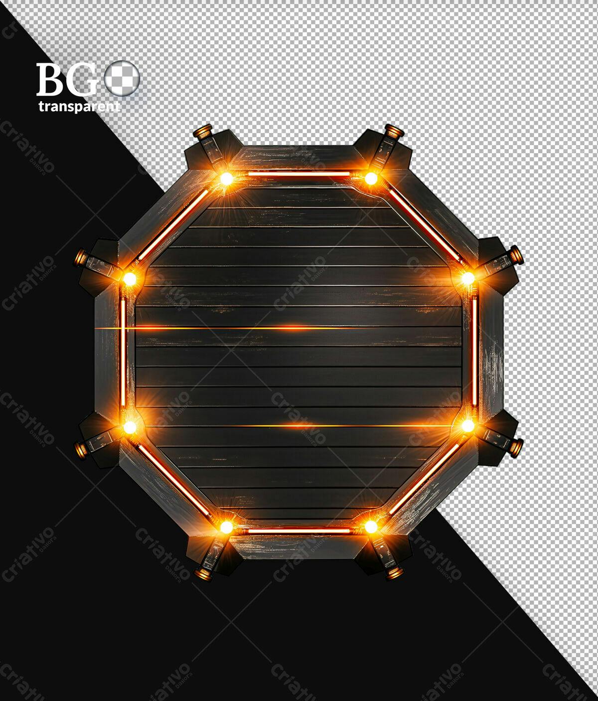 Moldura de Madeira com Luzes PSD Editável