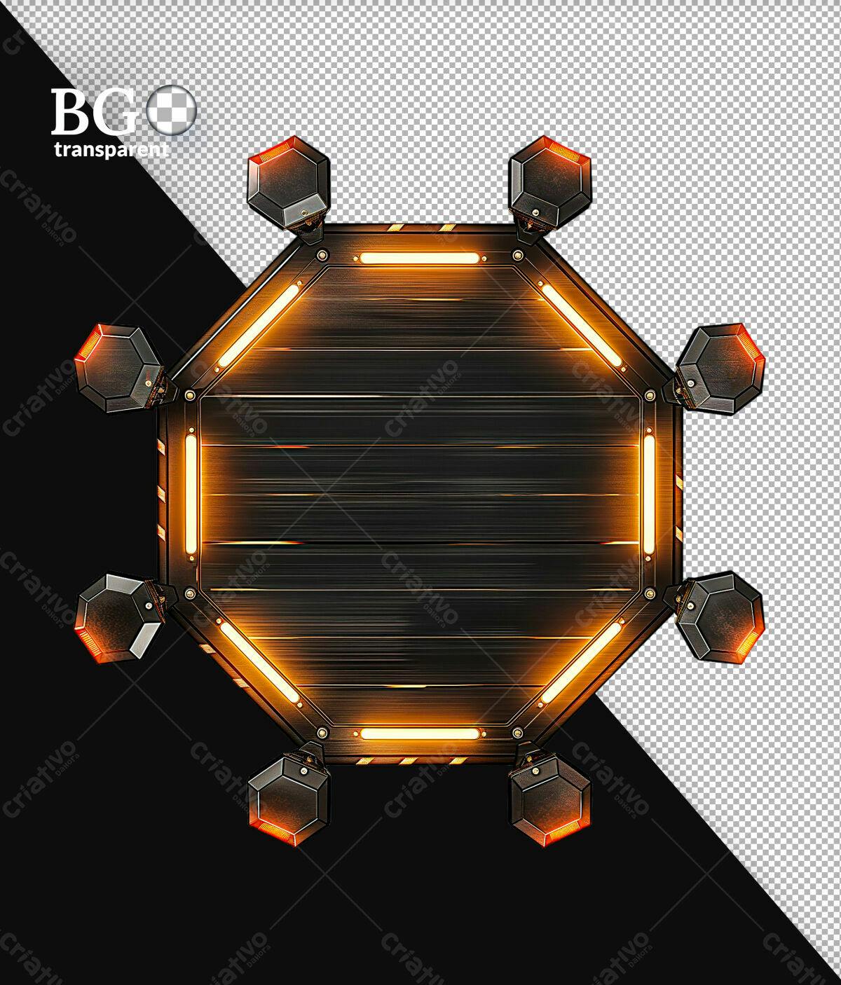Moldura Octagonal Neon PSD Editável