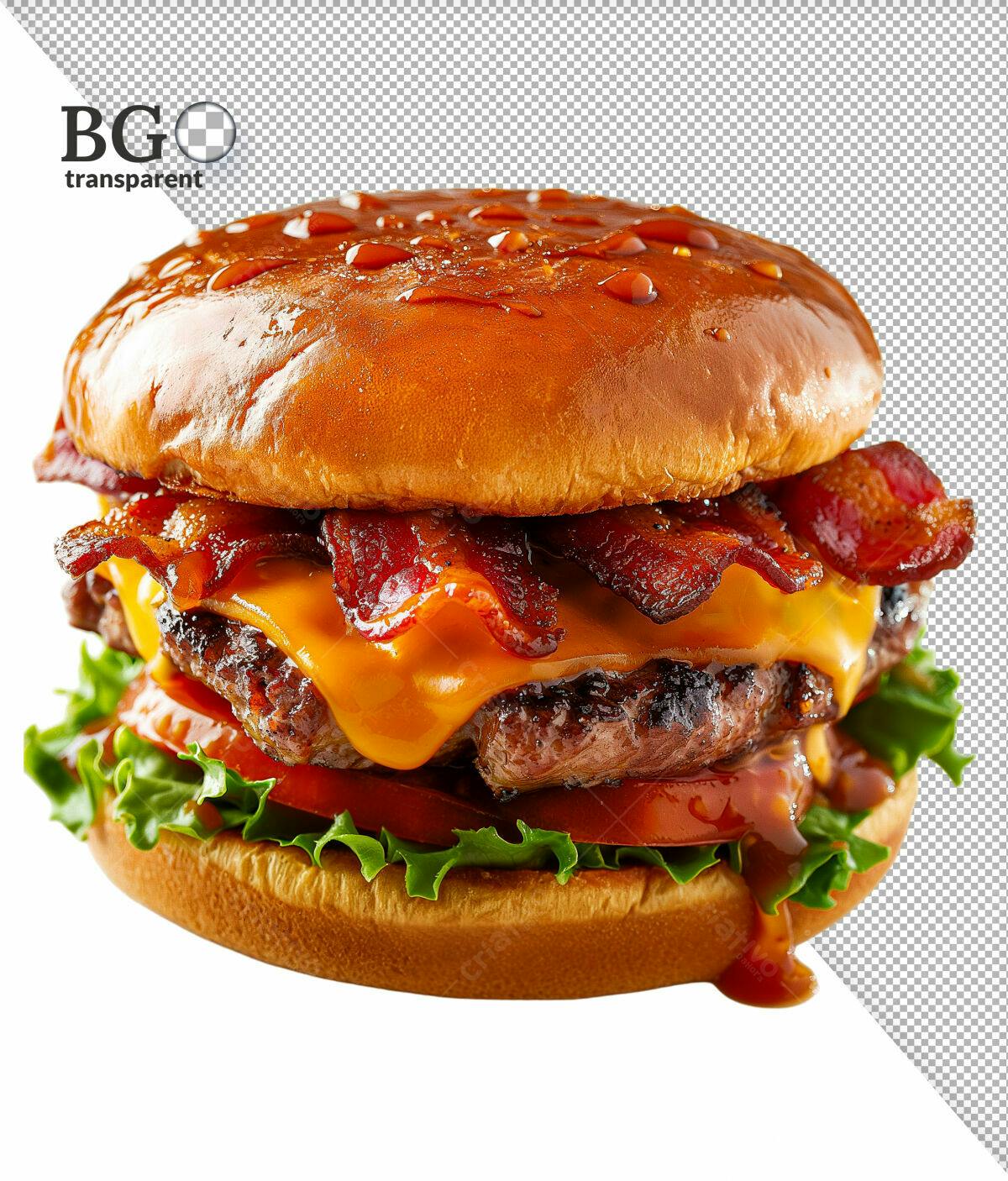 Psd Hambúrguer com Bacon e Queijo para Cardápio de Lanchonete