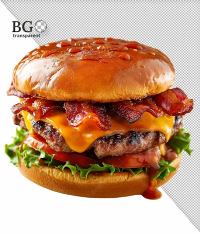 Psd Hambúrguer com Bacon e Queijo para Cardápio de Lanchonete
