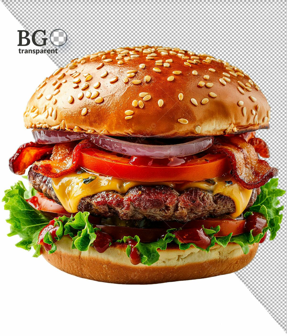 Psd Hambúrguer Bacon e Queijo para Cardápio PSD Editável