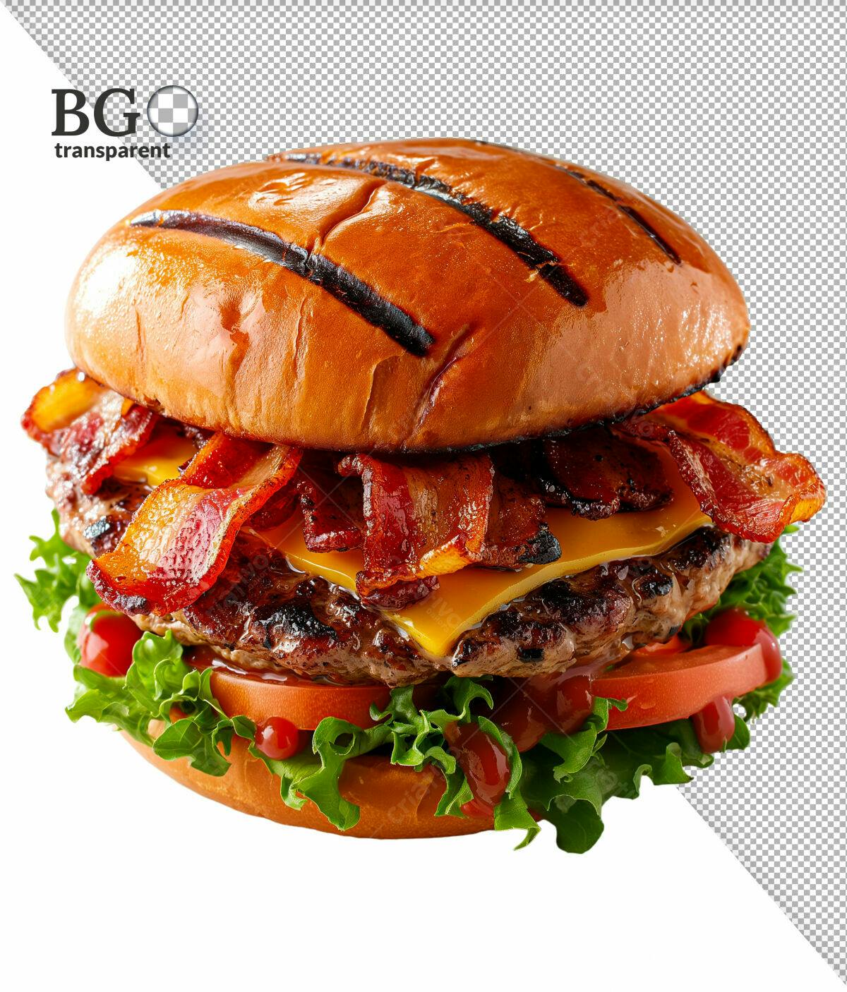 Imagem de Hambúrguer com Bacon PSD Editável