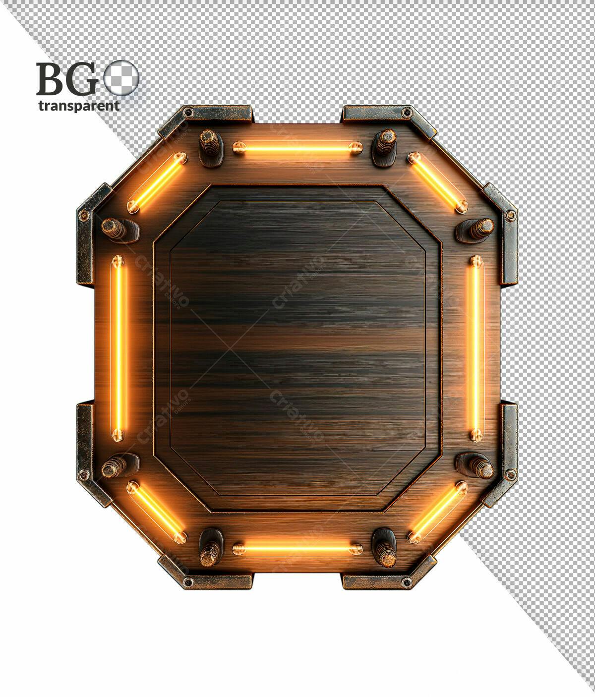 Moldura de Madeira com Luzes Neon PSD Editável