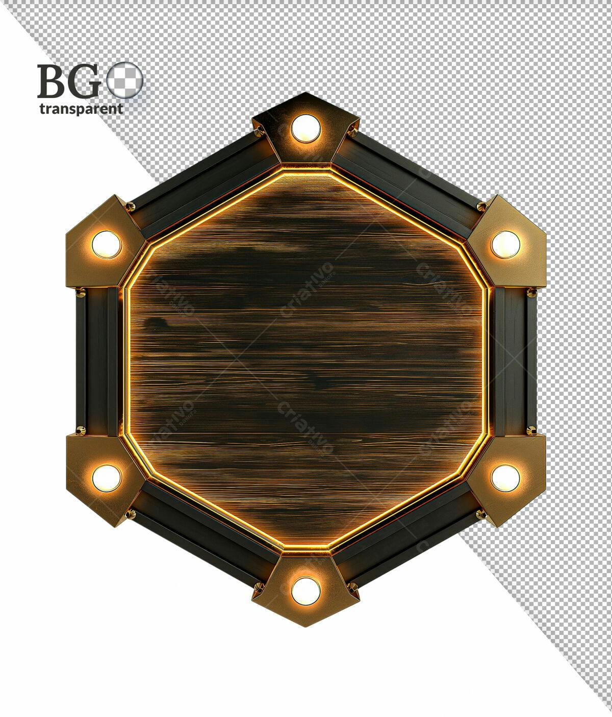 Placa de Madeira com Moldura Metálica PSD Editável