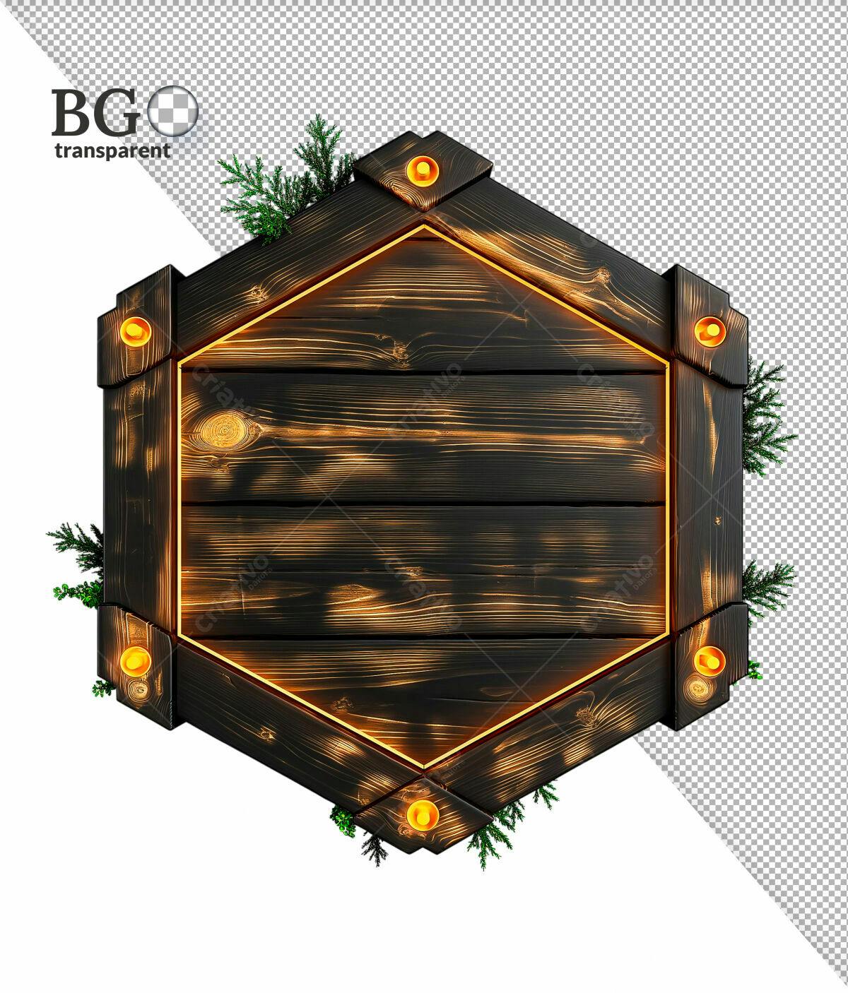 Placa de Madeira para Natal PSD Editável