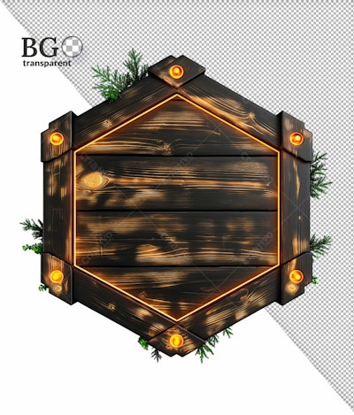 Placa de Madeira para Natal PSD Editável