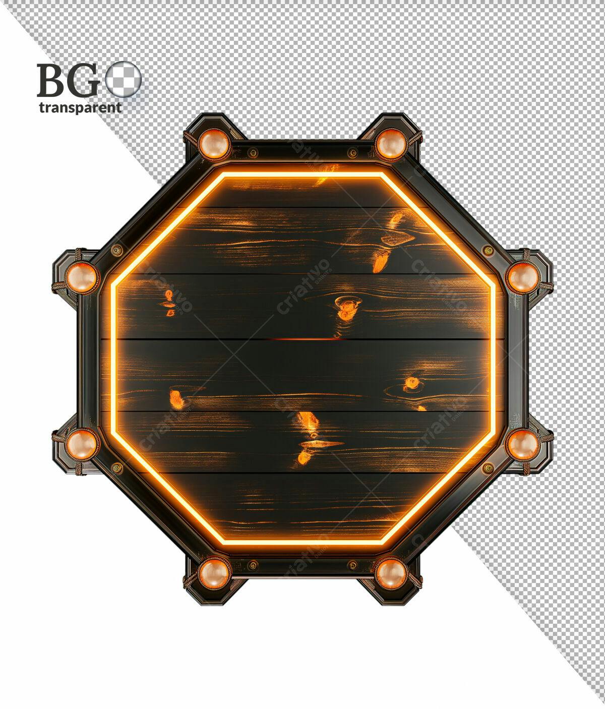Placa de Madeira com Iluminação Neon PSD Editável