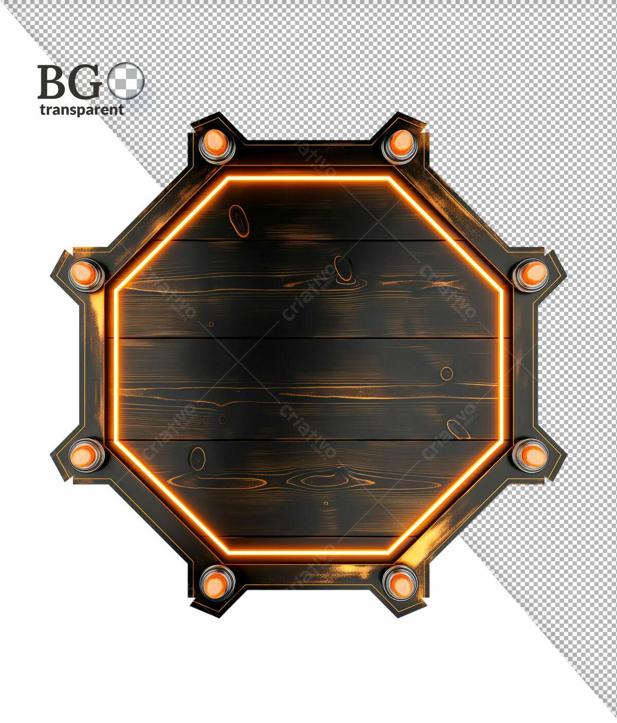 Placa de Madeira com Iluminação Neon PSD Editável