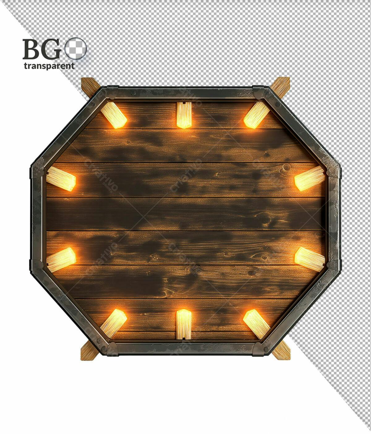Placa de Madeira Rustica com Luzes PSD Editável