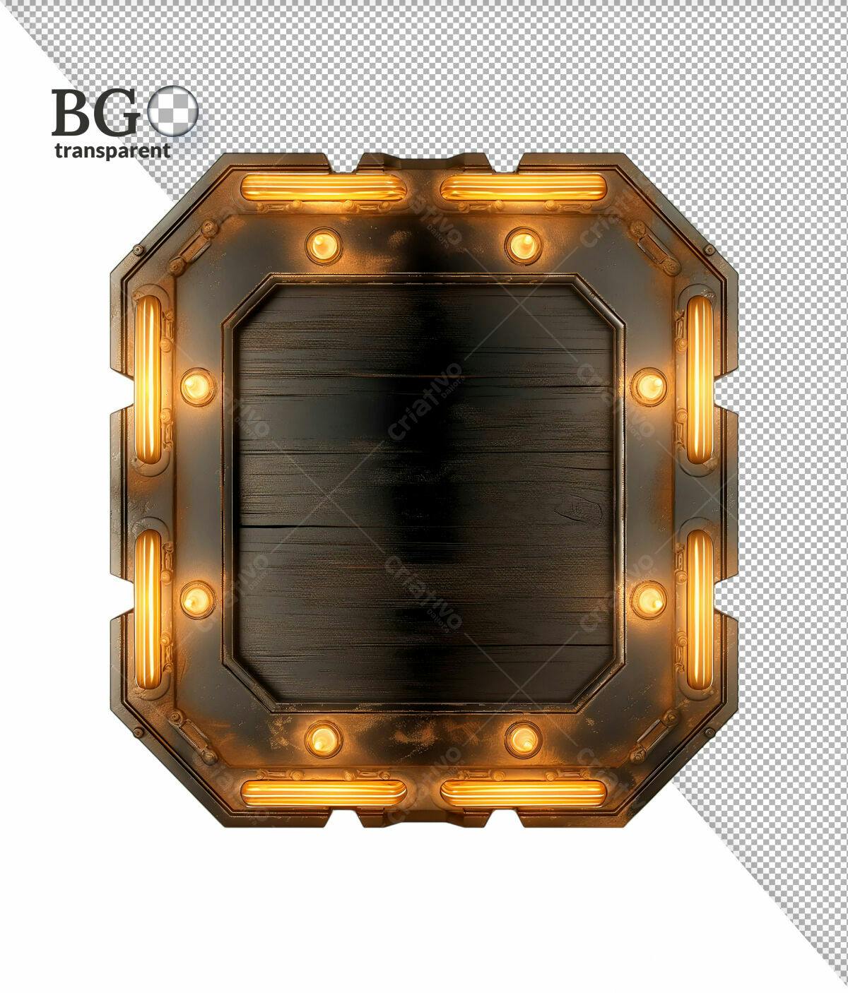 Moldura de Madeira com Luzes PSD Editável