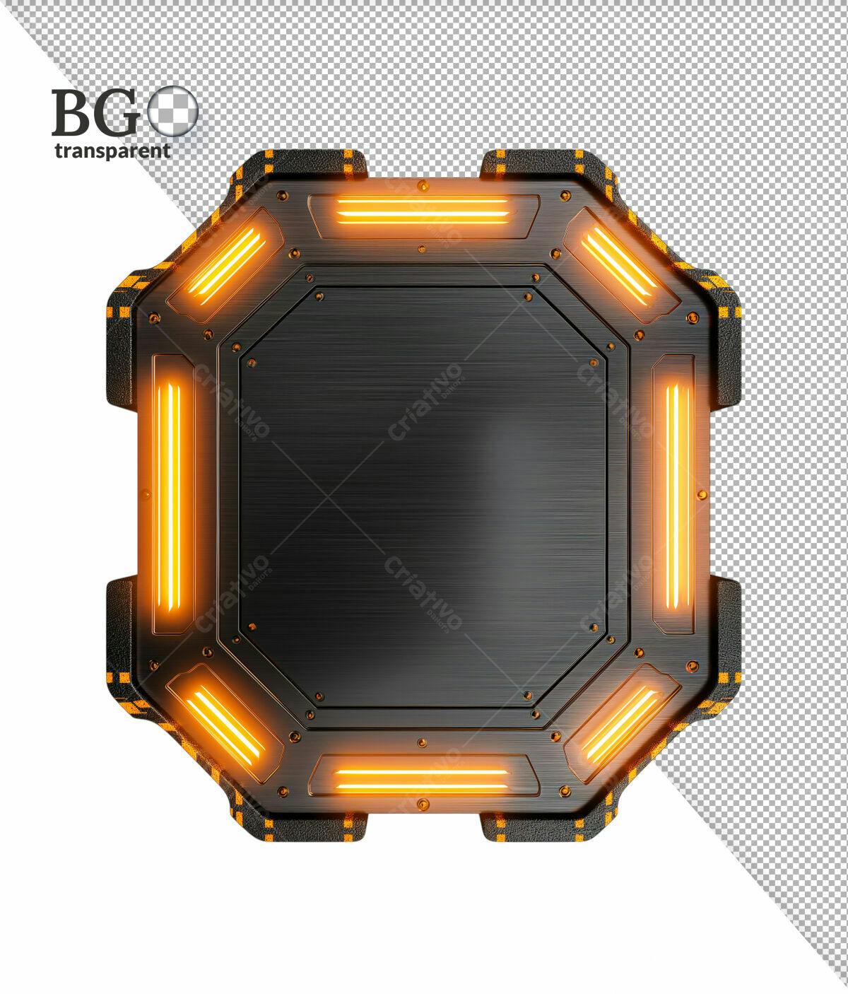 Moldura Metálica com Luzes Laranja PSD Editável