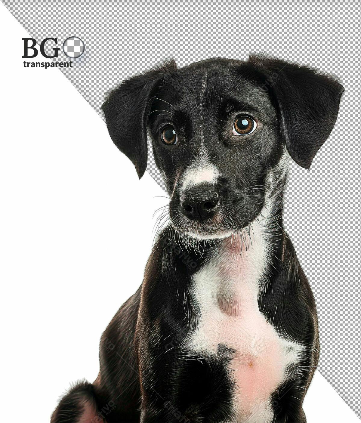 Imagem de Cachorro Preto e Branco PSD Editável