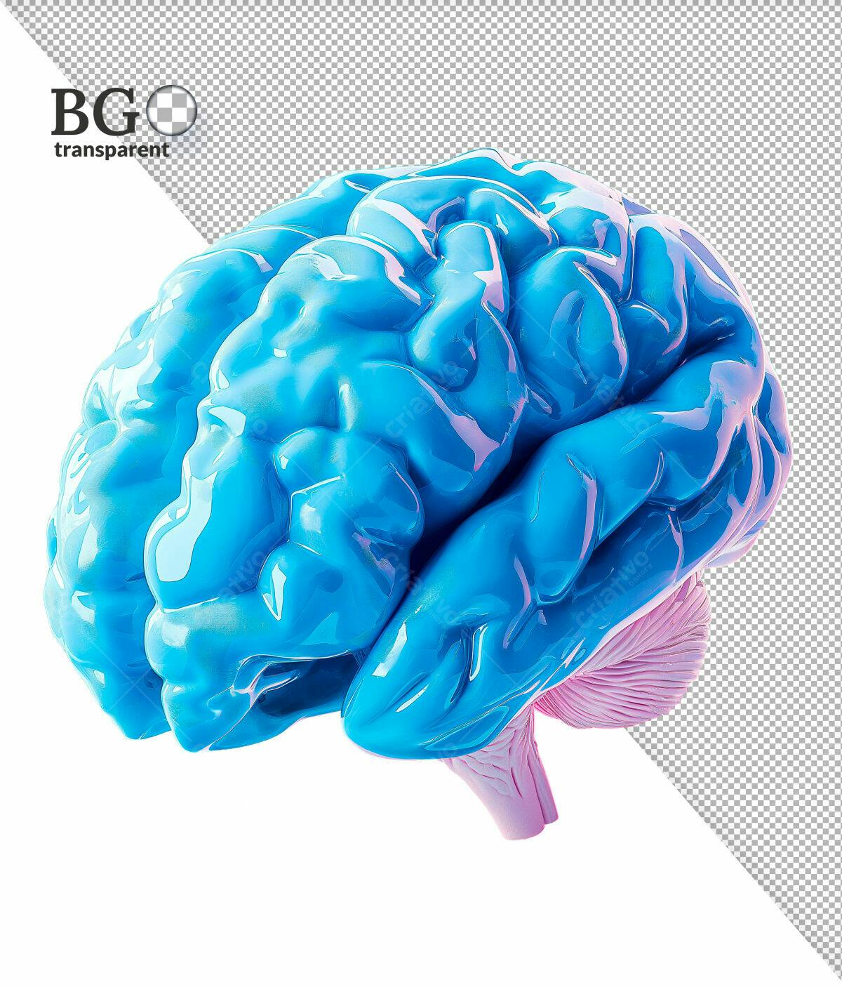 Imagem 3D Cérebro Azul PSD Editável