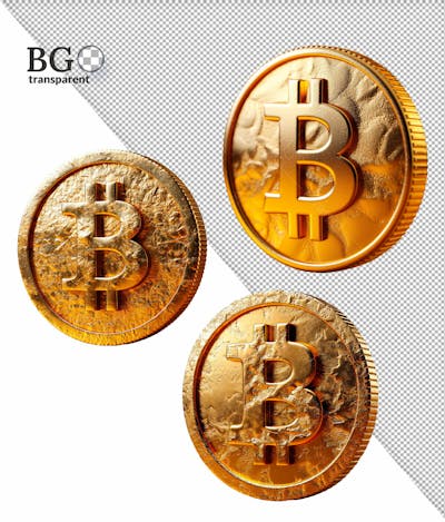 Moedas 3D Bitcoin Em Alta Qualidade Para Composição