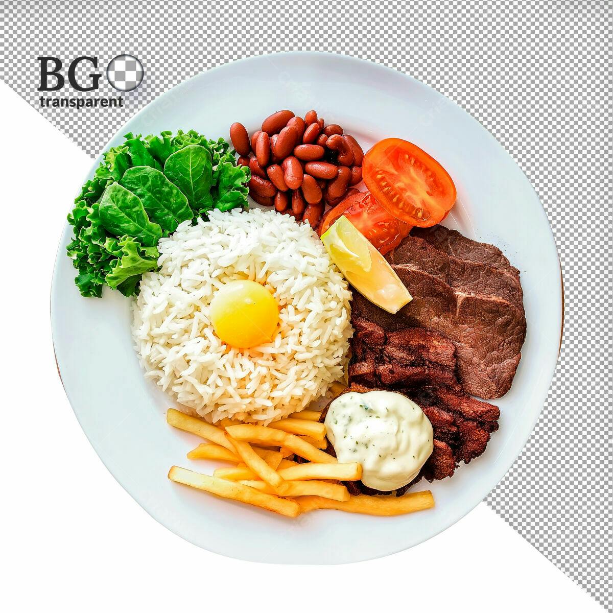 Psd Prato de Almoço com Carne, Arroz e Batata Frita PSD Editável
