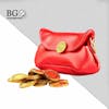 Red purse with 3d coins for composition