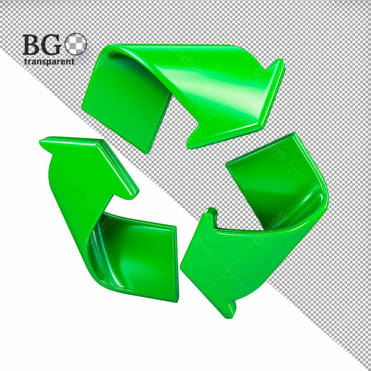 Ícone Reciclagem Verde PSD Editável
