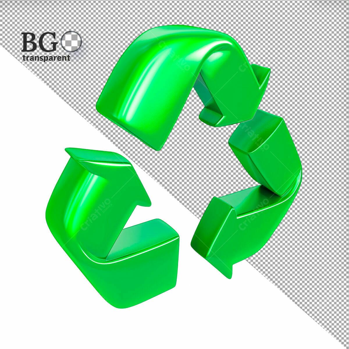 Símbolo Reciclagem 3D Verde PSD Editável