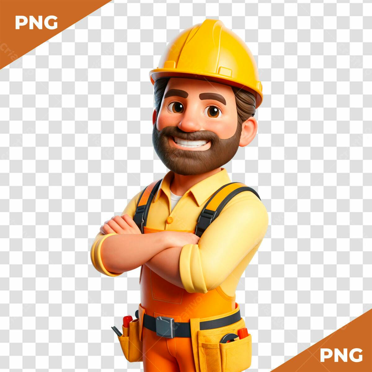 Ilustração de profissional de construção PSD Editável