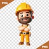 3d, man, with beard, wearing construction worker and mechanic clothes.