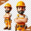 3d element man with beard wearing construction worker and mechanic clothing