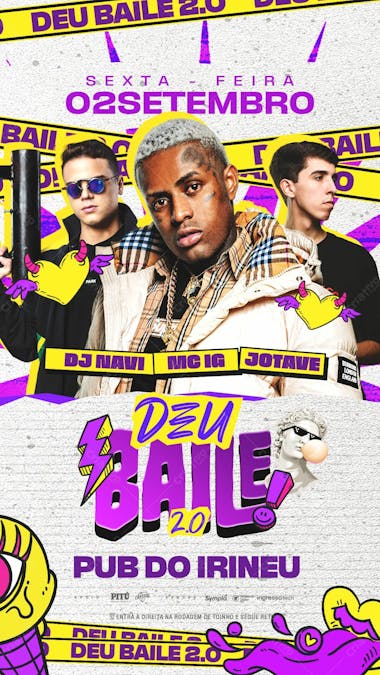 Flyer evento deu baile stories psd editável