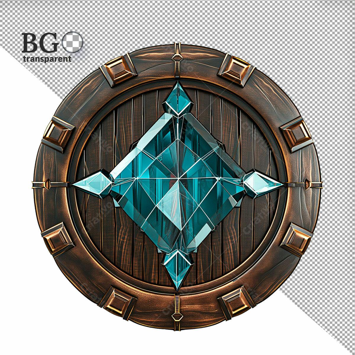Emblema de Cristal Azul e Madeira PSD Editável