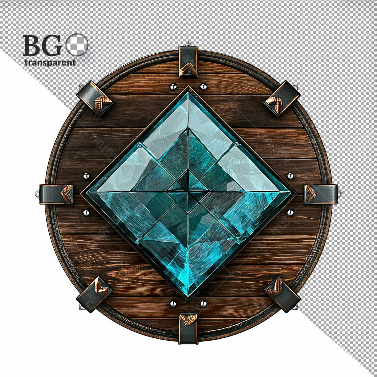 Adorno Circular com Cristal Azul PSD Editável