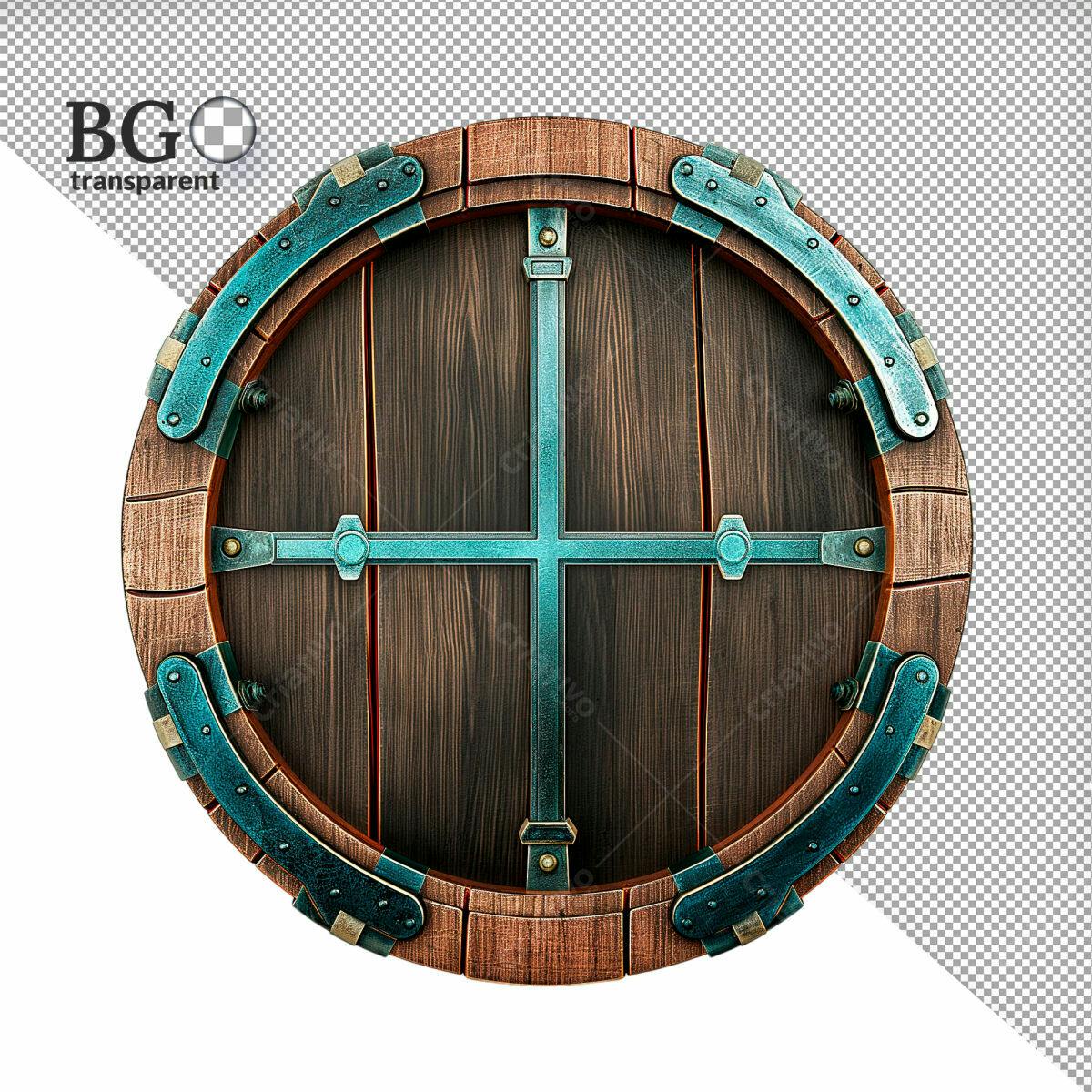 Moldura Circular de Madeira e Metal PSD Editável