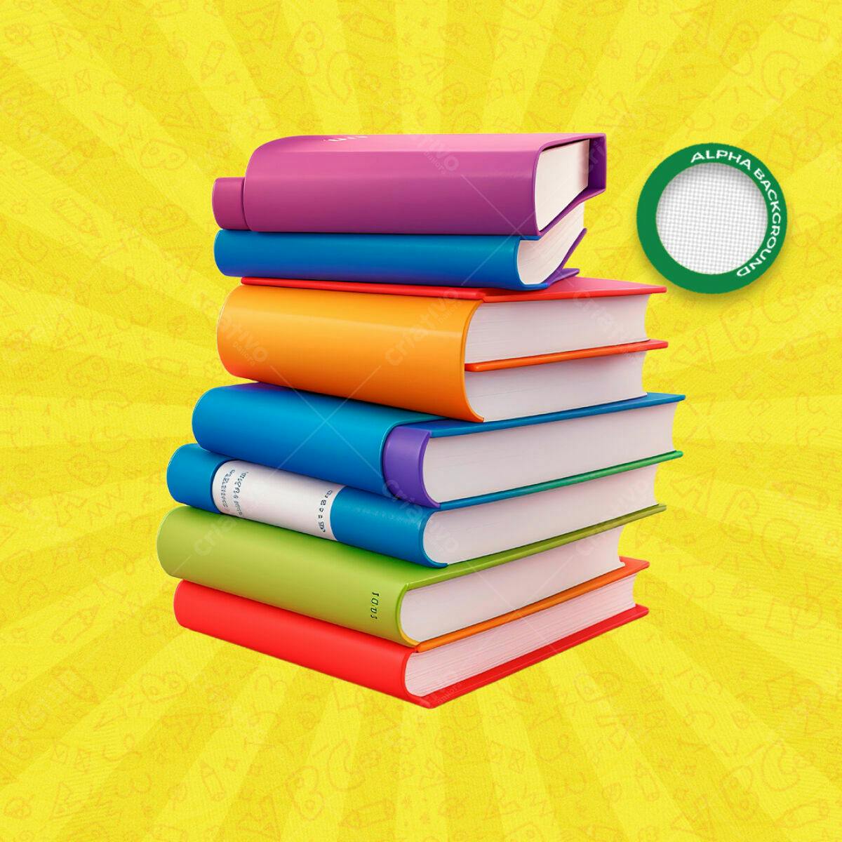 Capa para Livro com Pilha de Livros Coloridos PSD Editável
