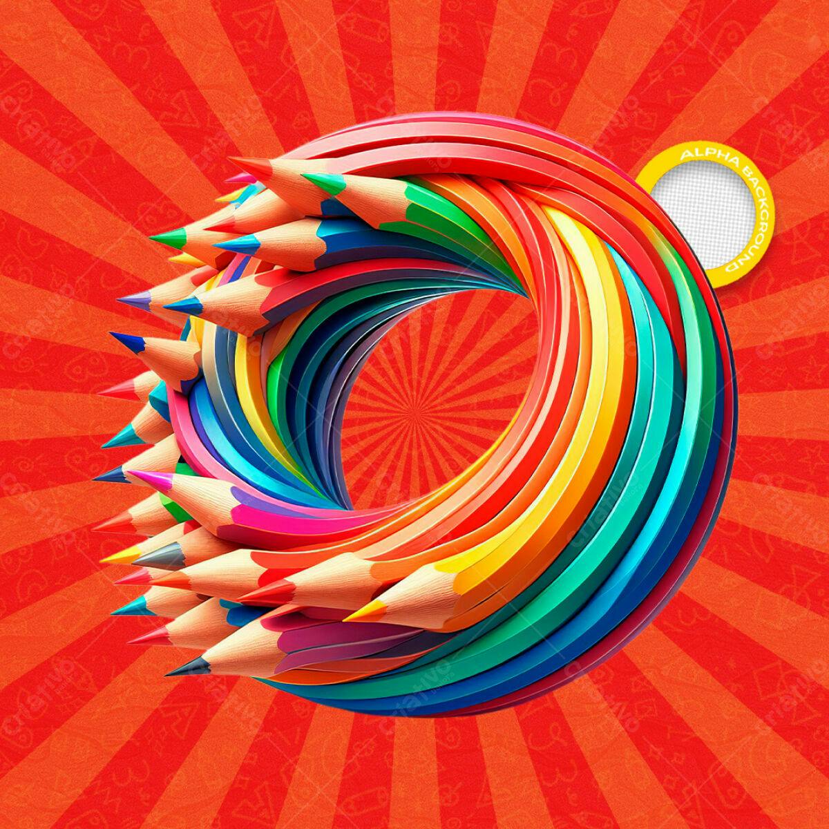 Background com Lápis de Cor PSD Editável