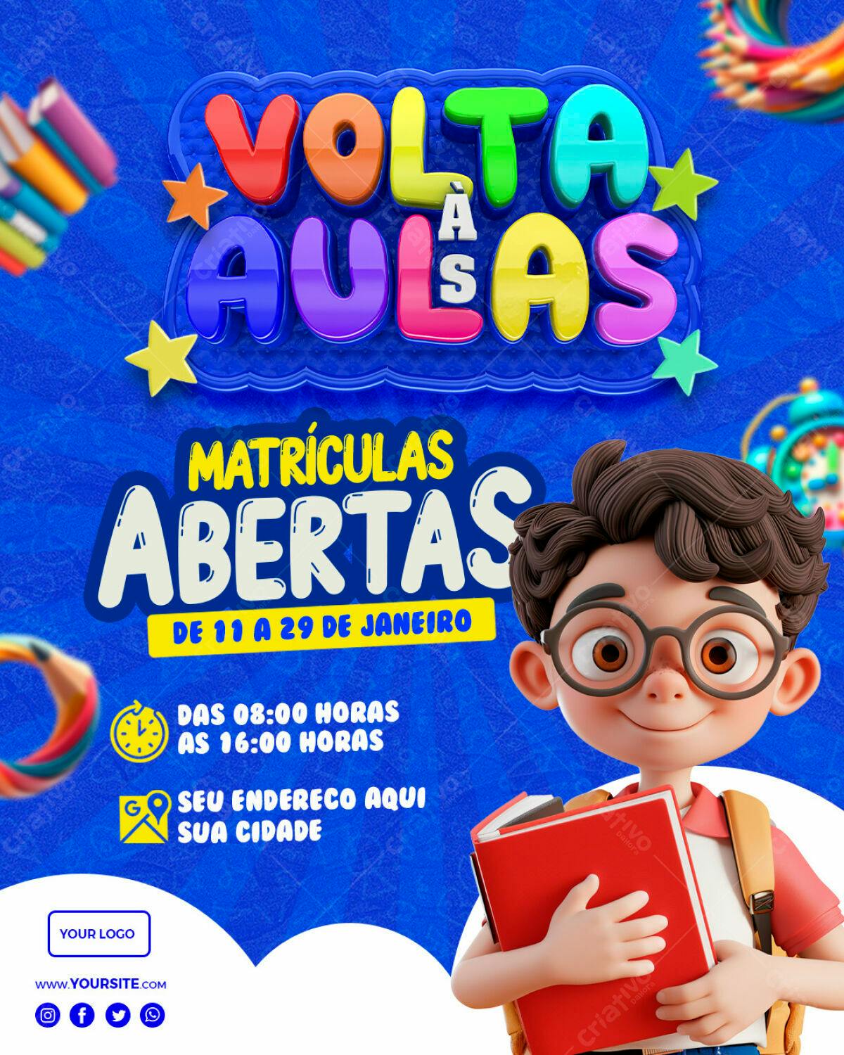 Flyer Volta às Aulas PSD Editável