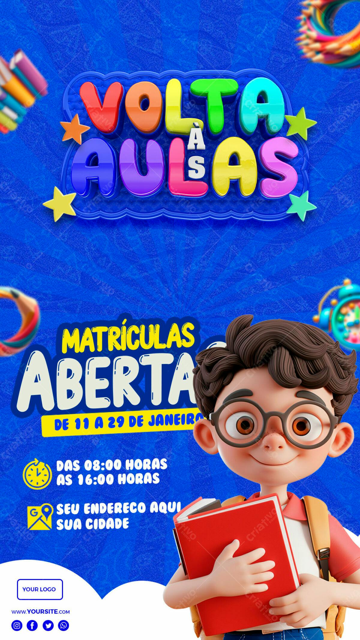 Flyer Volta às Aulas PSD Editável