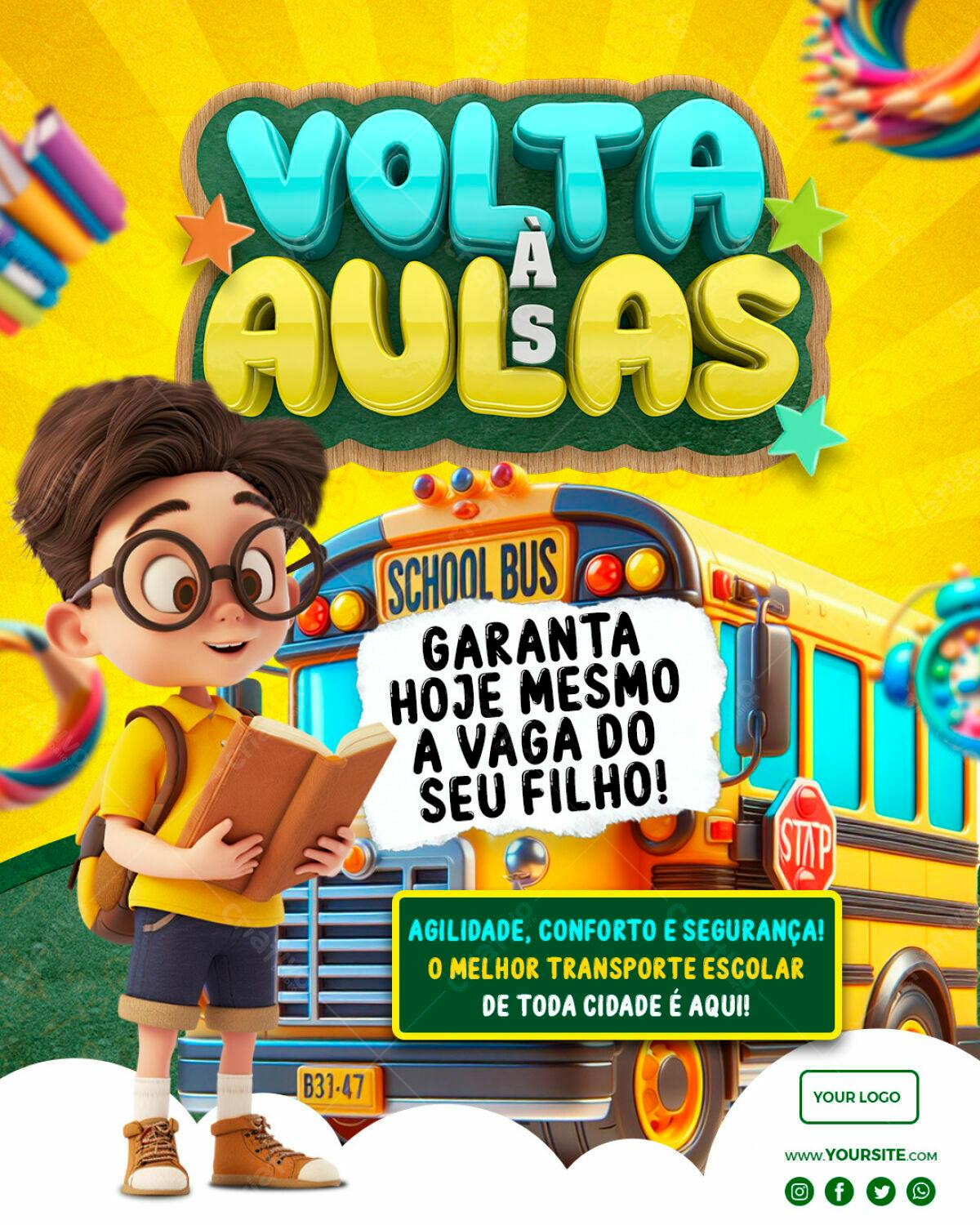 Flyer Volta às Aulas PSD Editável