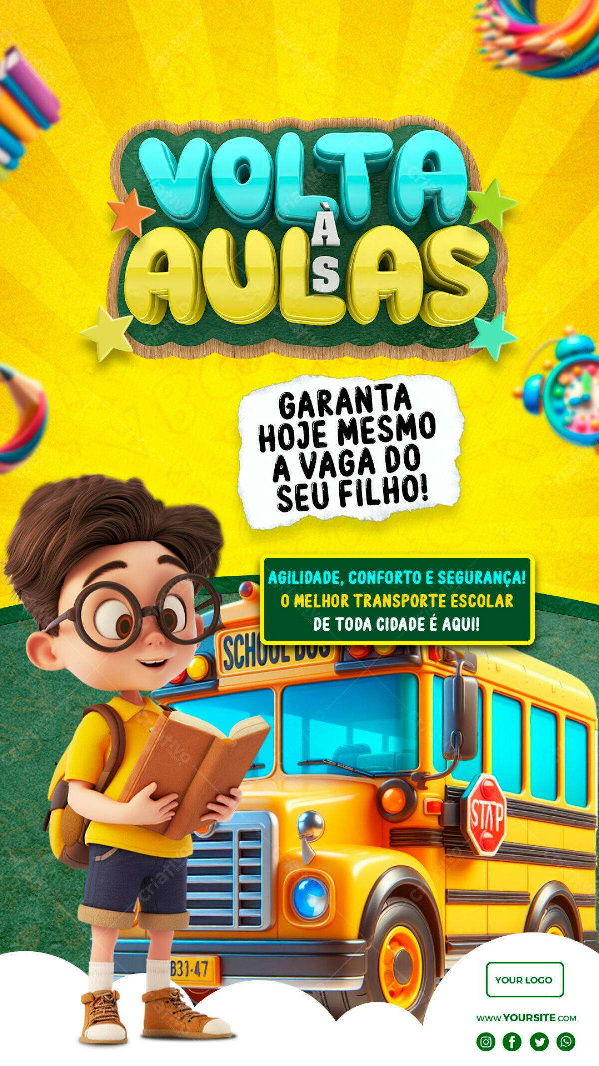 Flyer Volta às Aulas PSD Editável