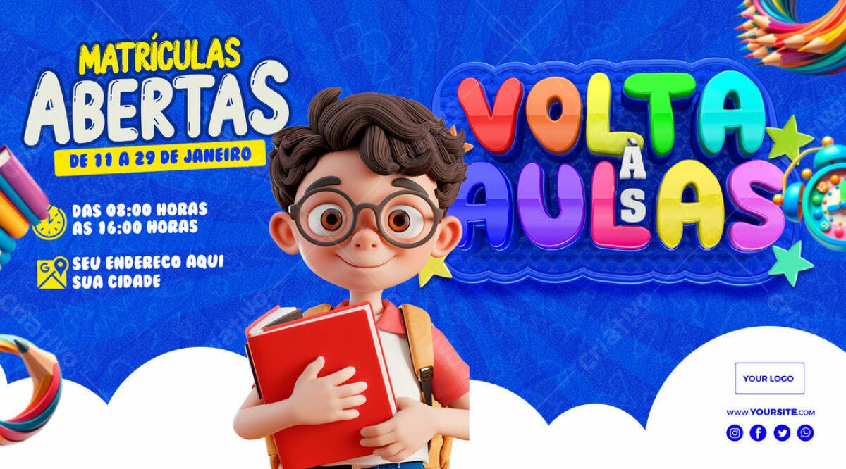 Banner Volta às Aulas PSD Editável