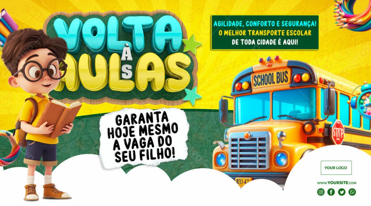Banner Volta às Aulas PSD Editável