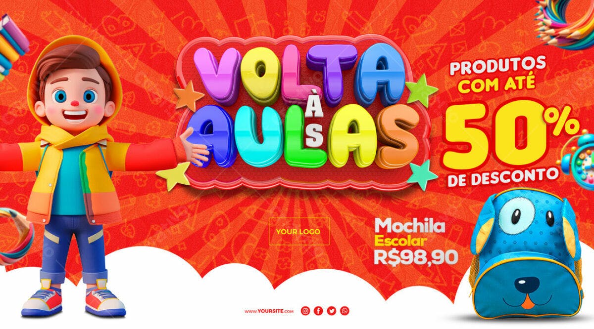 Banner Volta às Aulas PSD Editável