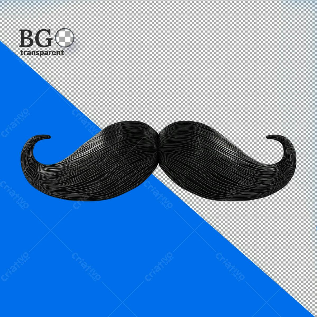 Bigode Preto 3D PSD Editável