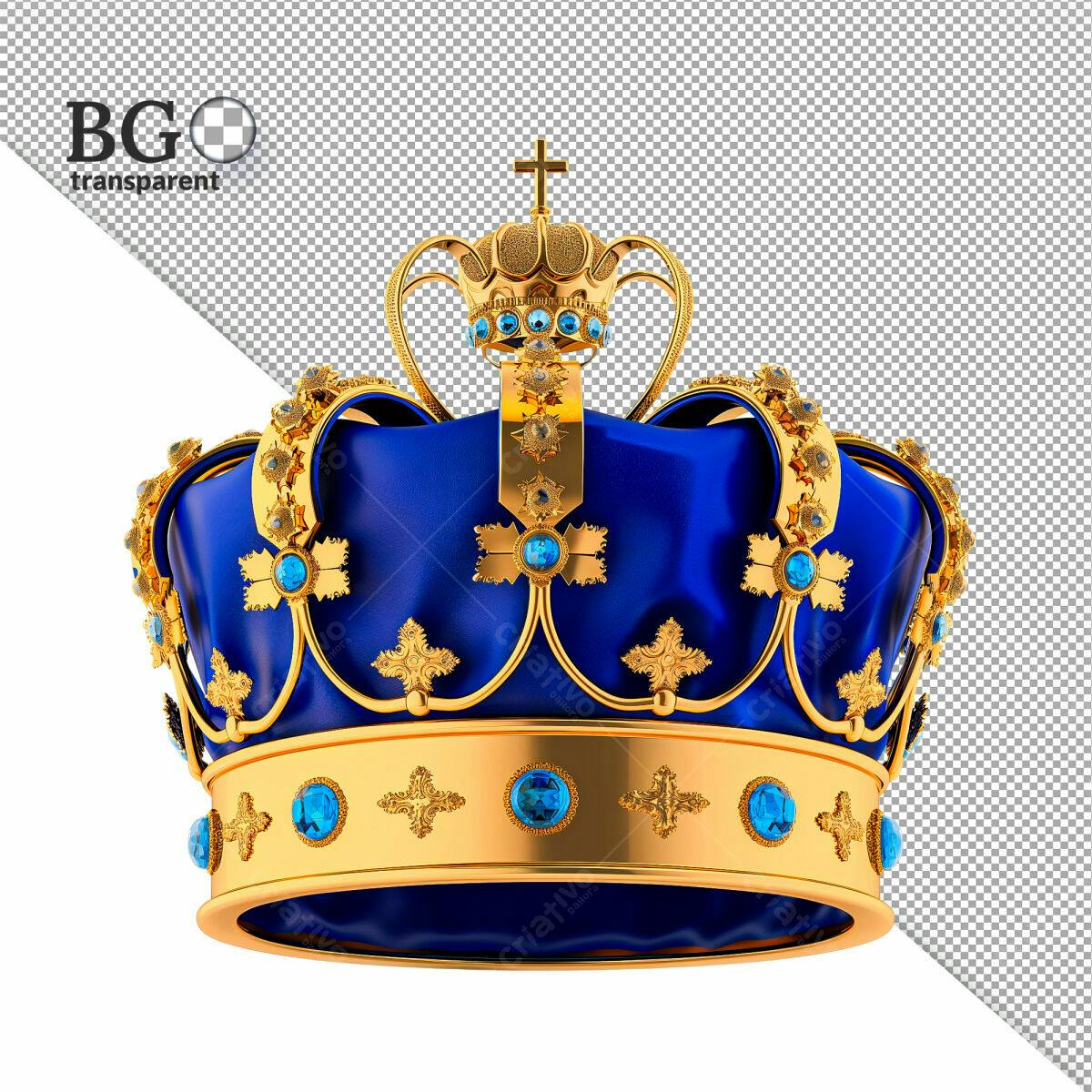 Coroa Real Azul e Dourada PSD Editável