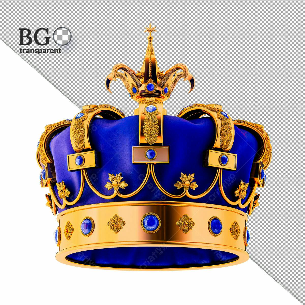Coroa Real Azul e Dourada PSD Editável