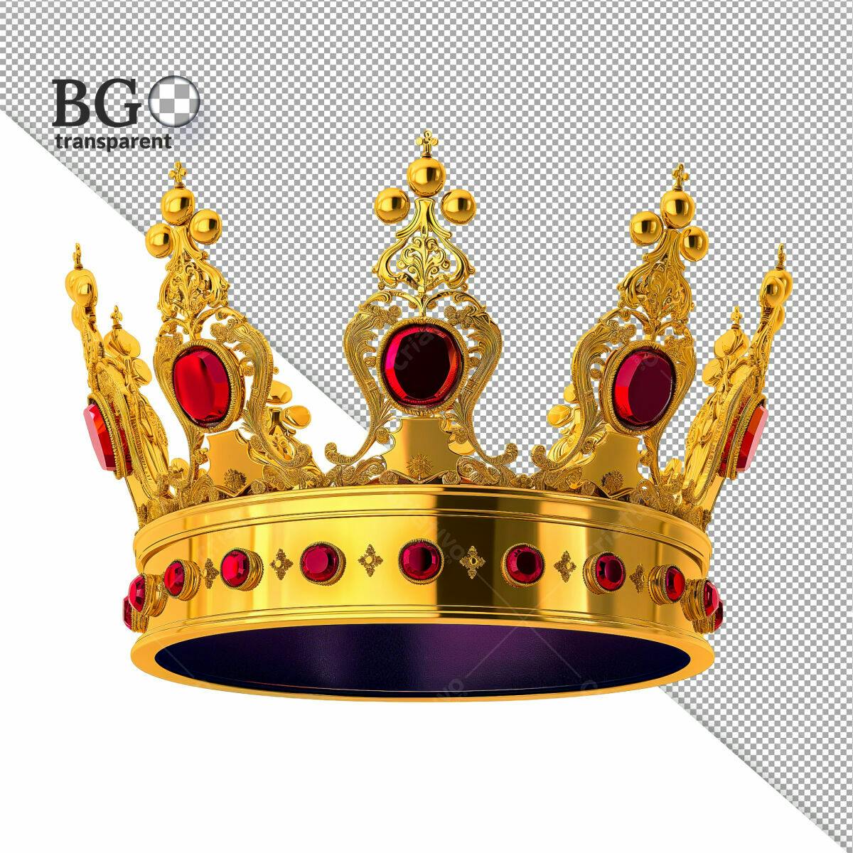 Coroa Real Dourada com Rubis PSD Editável