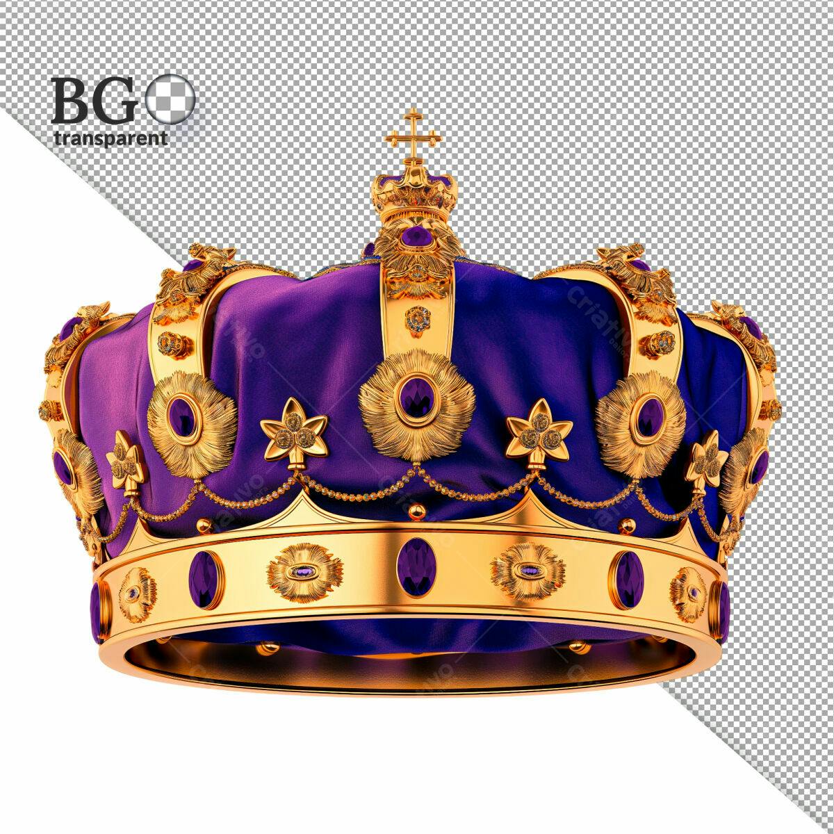 Coroa Real Dourada e Roxa PSD Editável