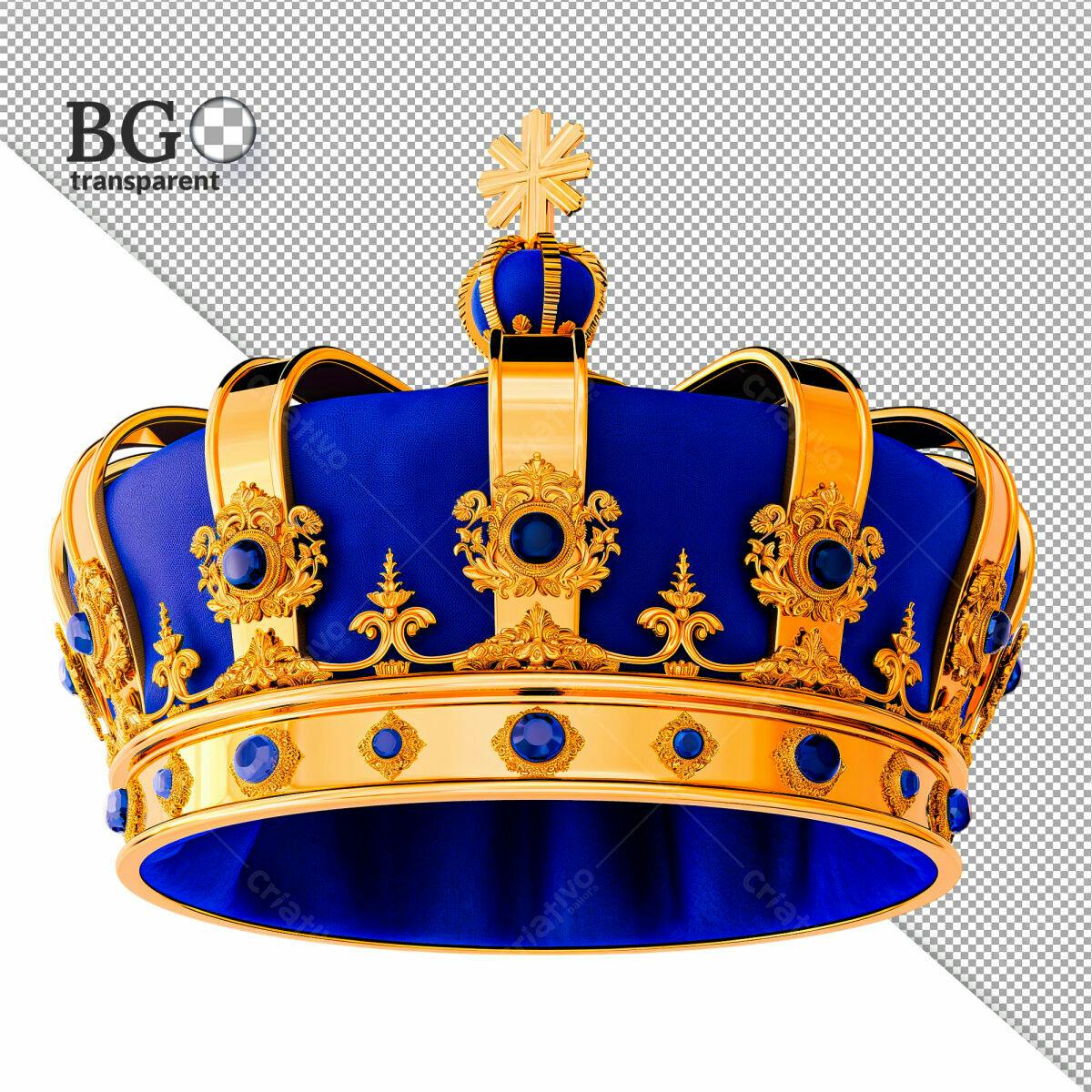 Coroa Real Azul e Dourada PSD Editável