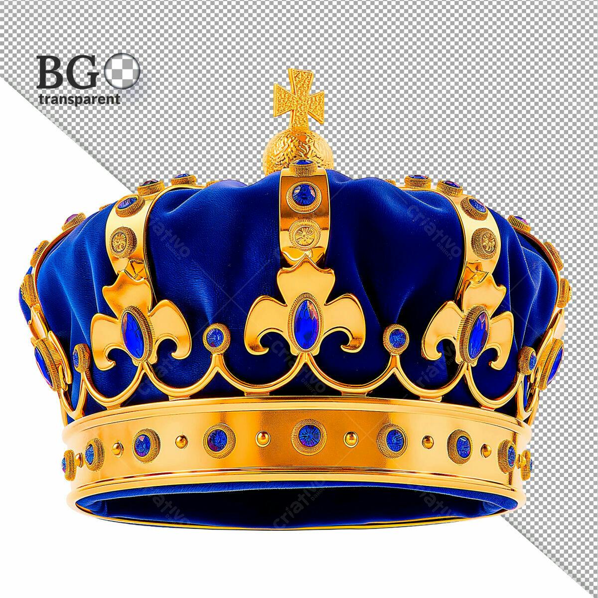 Coroa Real Azul e Dourada PSD Editável