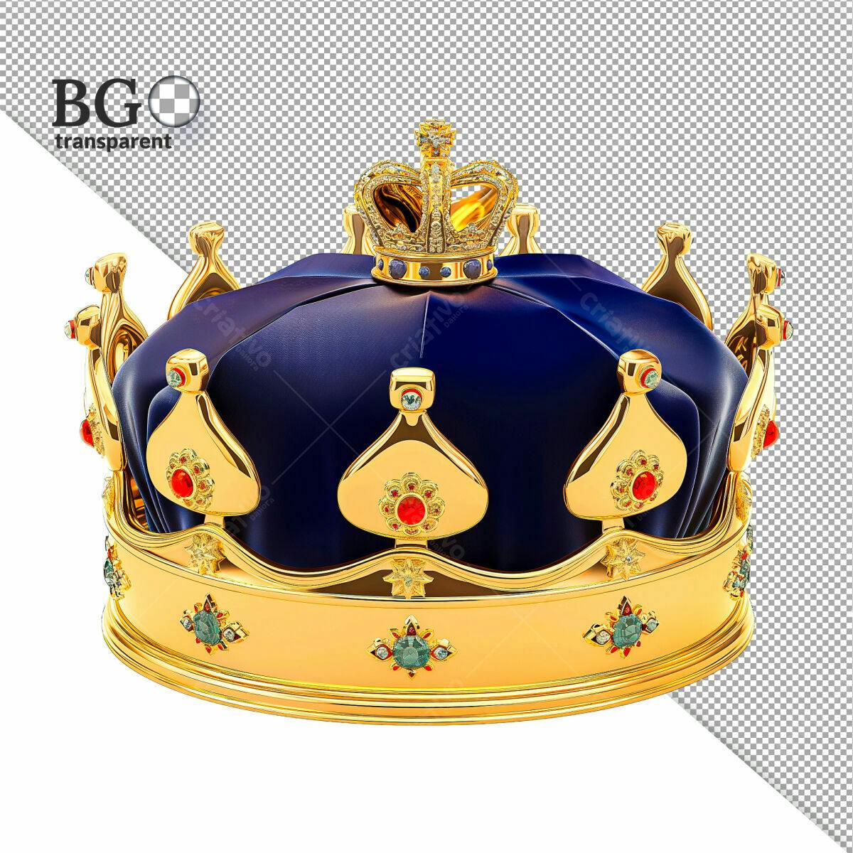 Coroa Real Dourada e Azul PSD Editável